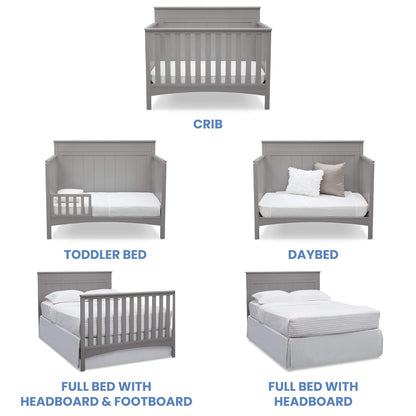 Delta Children Fancy 4-In-1 Crib, Bianca + Serta Perfect Slumber Dual Sided Recycled Fiber Core Crib and Toddler Mattress (Bundle)