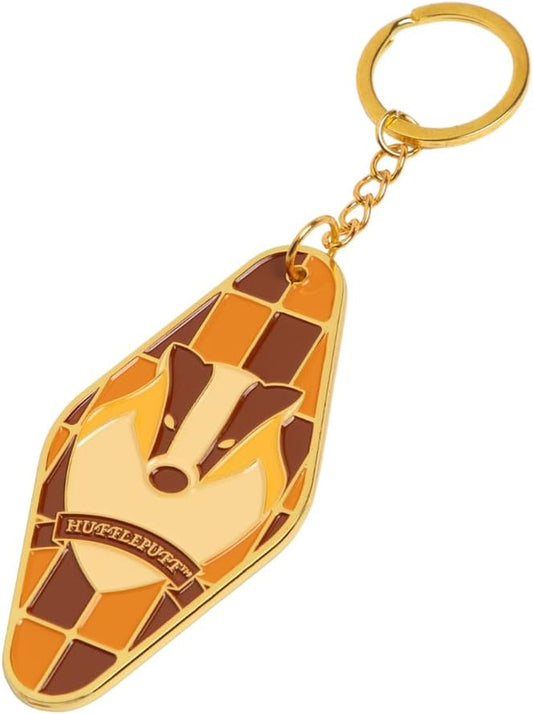 Freshly Picked Harry Potter Hufflepuff Badger Metal Keychain Bag Charm, Orange and Gold