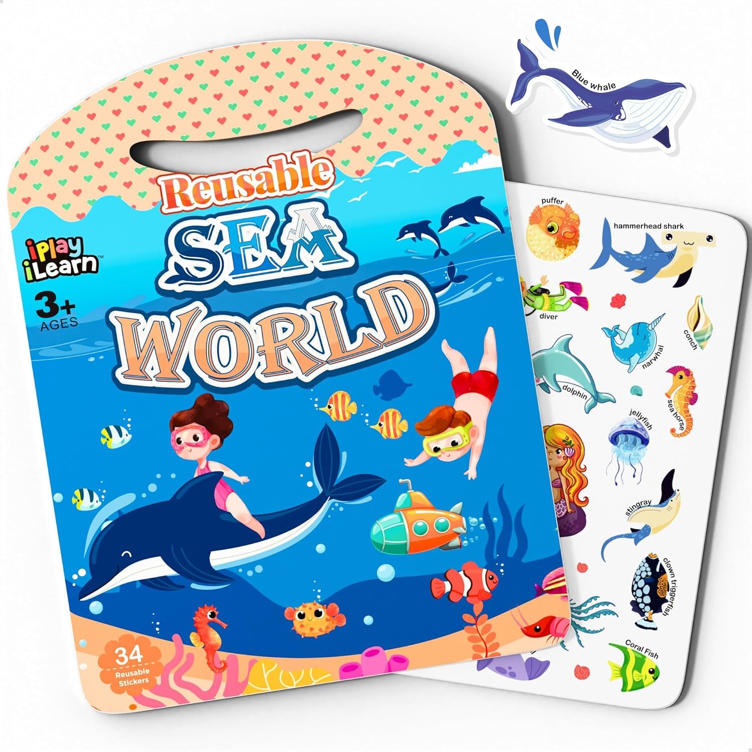 Iplay, Ilearn Kids Ocean Animal Sticker Book, Toddler Reusable Puffystickers Activity Busy Book, Preschool Learning Educational Toy, Plane Travel Party Gifts for 3 4 5 6 7 8 Year Old Boys Girls