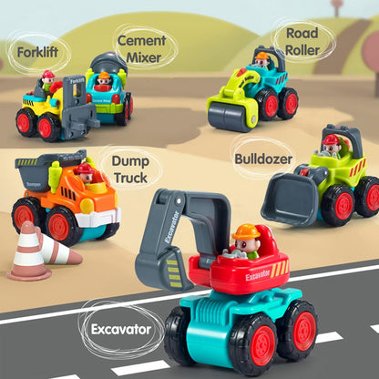 Iplay, Ilearn Toddler Construction Toy Trucks, Baby Mini Push Go Cars W/Playmat, Kid Pocket Construction Vehicle, Little Excavator Dump Bulldozer, Birthday Gifts for 6 9 12 18 Month 1 2 3 Year Old Boy