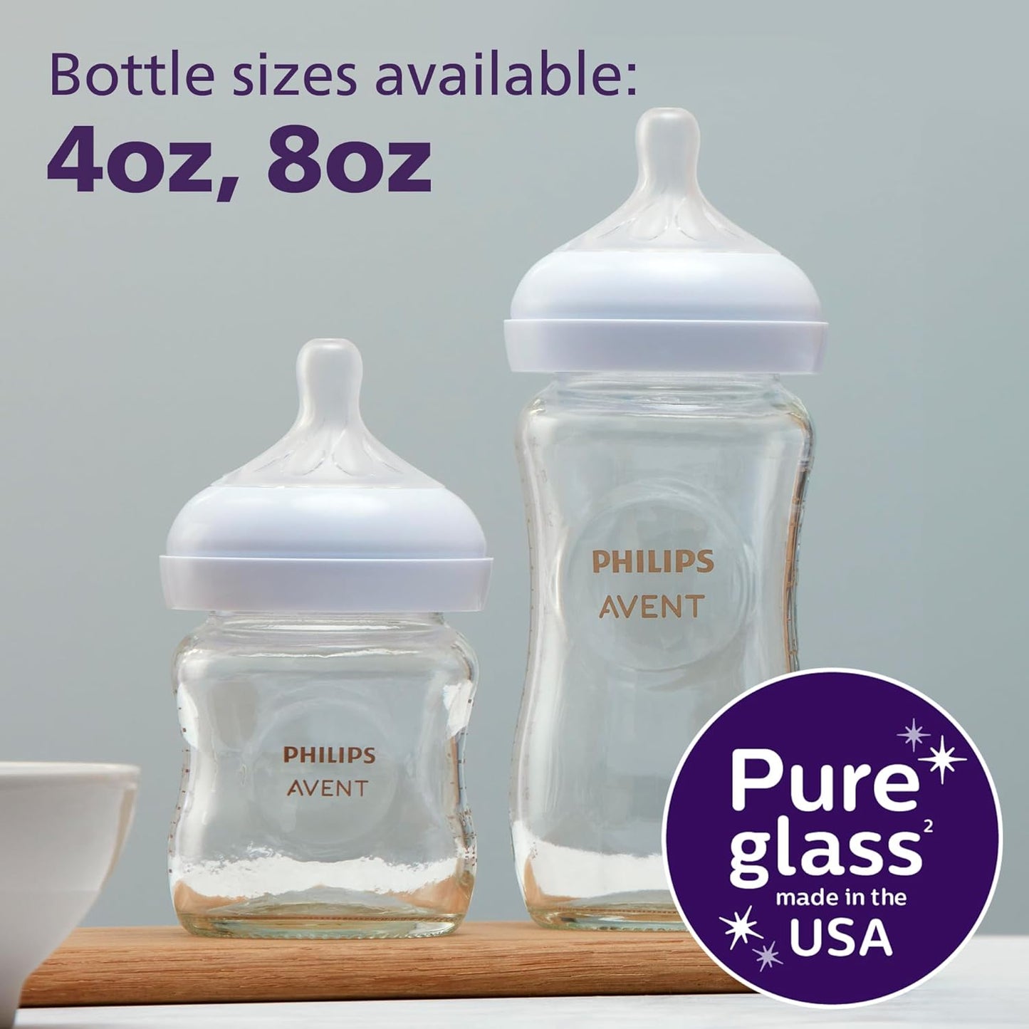 Philips AVENT Glass Natural Bottle with Natural Response Nipple, Baby Gift Set, SCD858/01