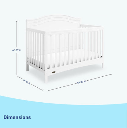 Graco Paris 4-In-1 Convertible Crib (White) - GREENGUARD Gold Certified, Converts to Toddler Bed, Daybed and Full Bed, Fits Standard Crib Mattress, Adjustable Mattress Base