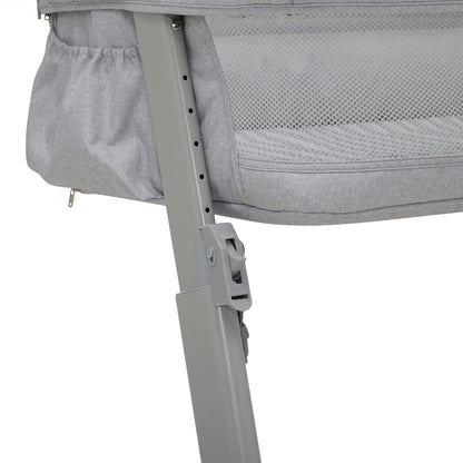 GAP Babygap Whisper Bedside Bassinet Sleeper with Breathable Mesh and Adjustable Heights - Lightweight Portable Crib - Made with Sustainable Materials, Grey Stripes