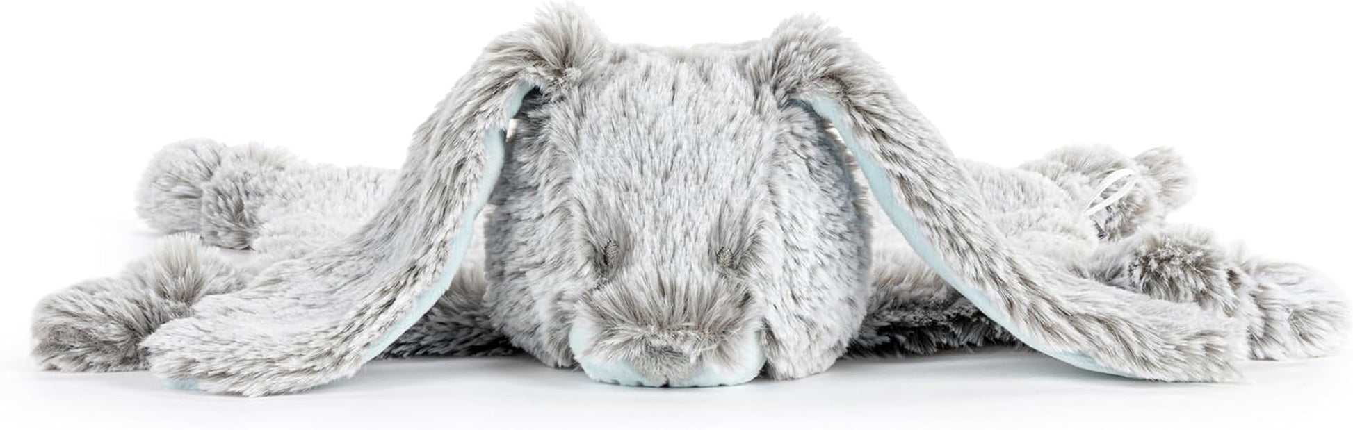 DEMDACO Luxurious Baby 14 X 11.5 Inch Polyester, Ultra Soft Plush Cuddly, Activity Blanket, Blankie, Blue and Grey, Bunny Rabbit