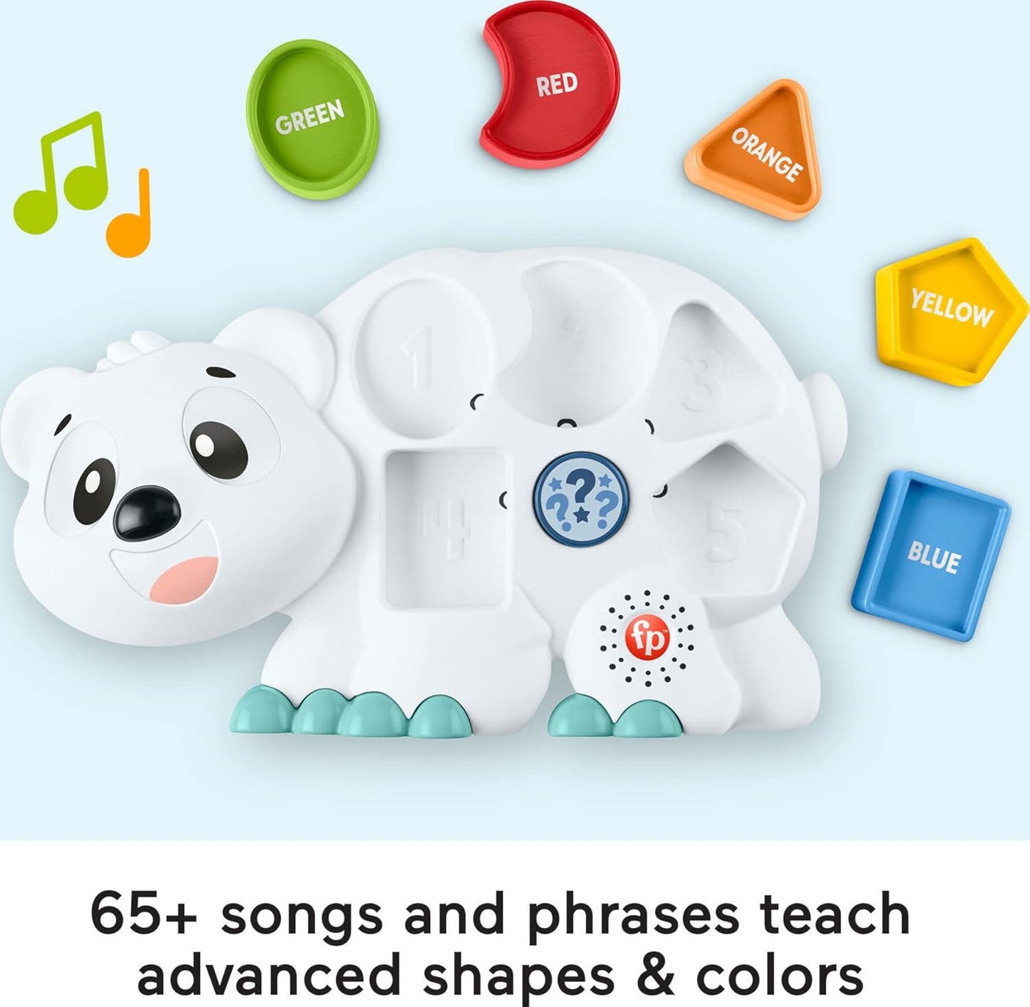 Fisher-Price Toddler Learning Toy Linkimals Puzzlin’ Shapes Polar Bear with Lights & Music for Kids Ages 18+ Months, Compatible Only with Linkimals Items