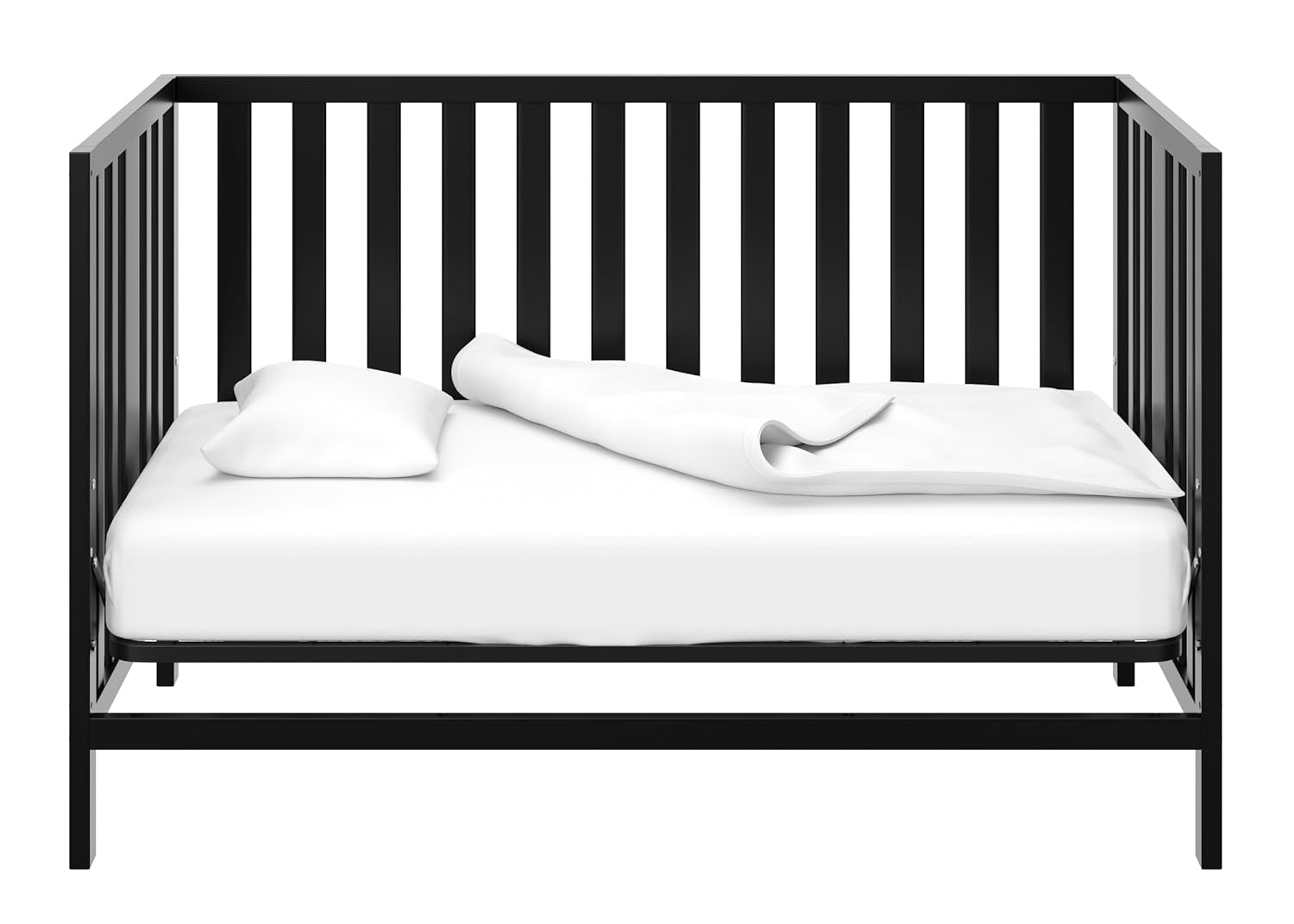 Storkcraft Pacific 5-In-1 Convertible Crib - (Black) – Converts from Baby Crib to Toddler Bed, Daybed and Full-Size Bed, Fits Standard Full-Size Crib Mattress, Adjustable Mattress Support Base