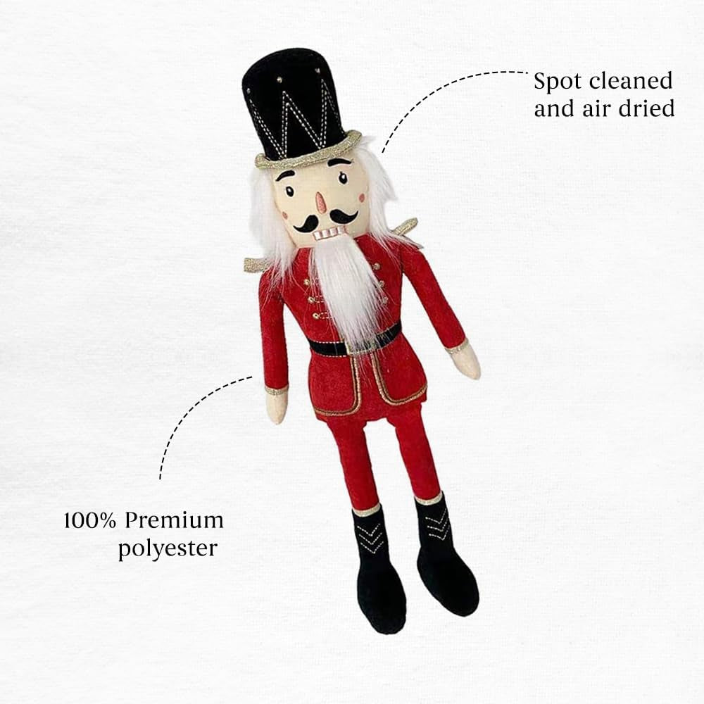 MON AMI Red Nutcracker Shelf Sitter Plush Doll – 19”, Traditional Nutcracker Soldier Doll, Nutcracker Figures, Christmas Decorations, Great