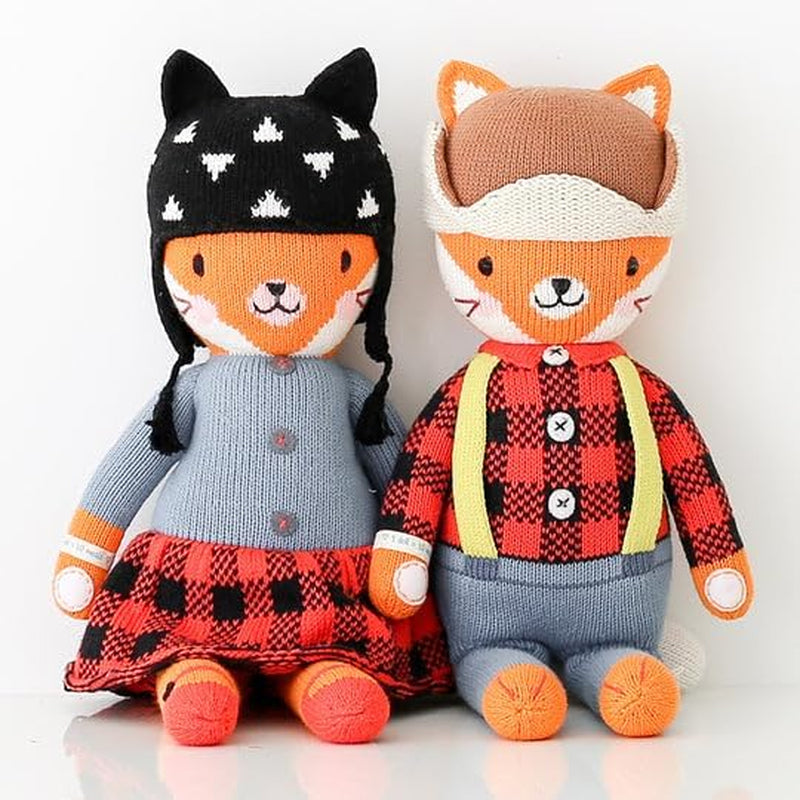 Cuddle + Kind Sadie the Fox Little 13" Hand-Knit Doll – 1 Doll = 10 Meals, Fair Trade, Heirloom Quality, Handcrafted in Peru, 100% Cotton Yarn