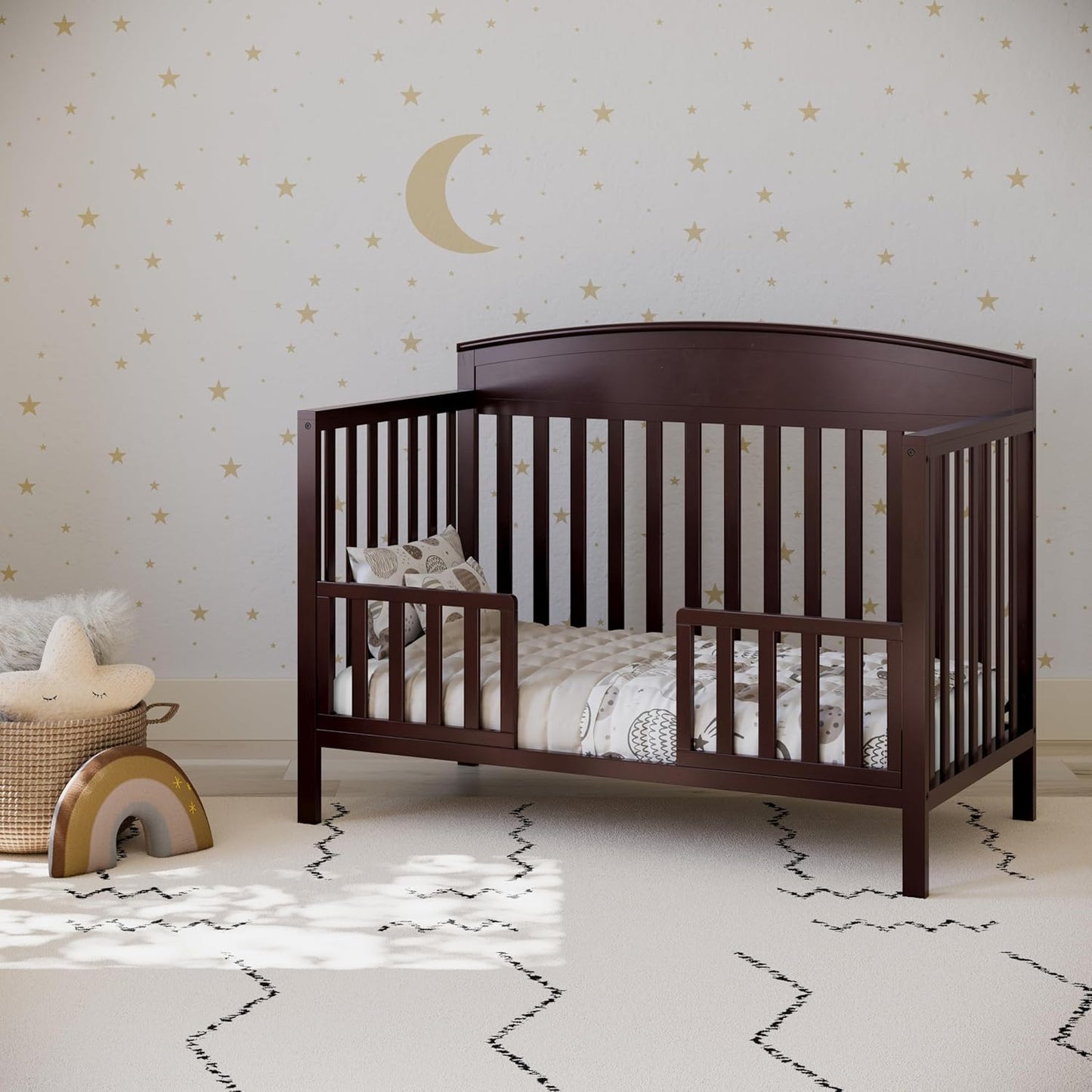 Graco Benton 5-In-1 Convertible Crib (Espresso) – GREENGUARD Gold Certified, Converts from Baby Crib to Toddler Bed, Daybed and Full-Size Bed, Fits Standard Full-Size Crib Mattress