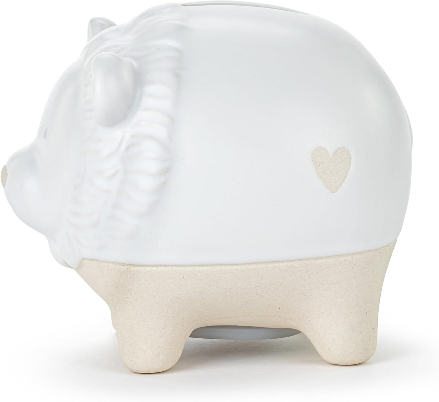 DEMDACO 5004820137 Saver Hear Me Roar Classic White and Tan 4 X 3.5 Inch Stoneware Piggy Savings Money Coin Bank Lion