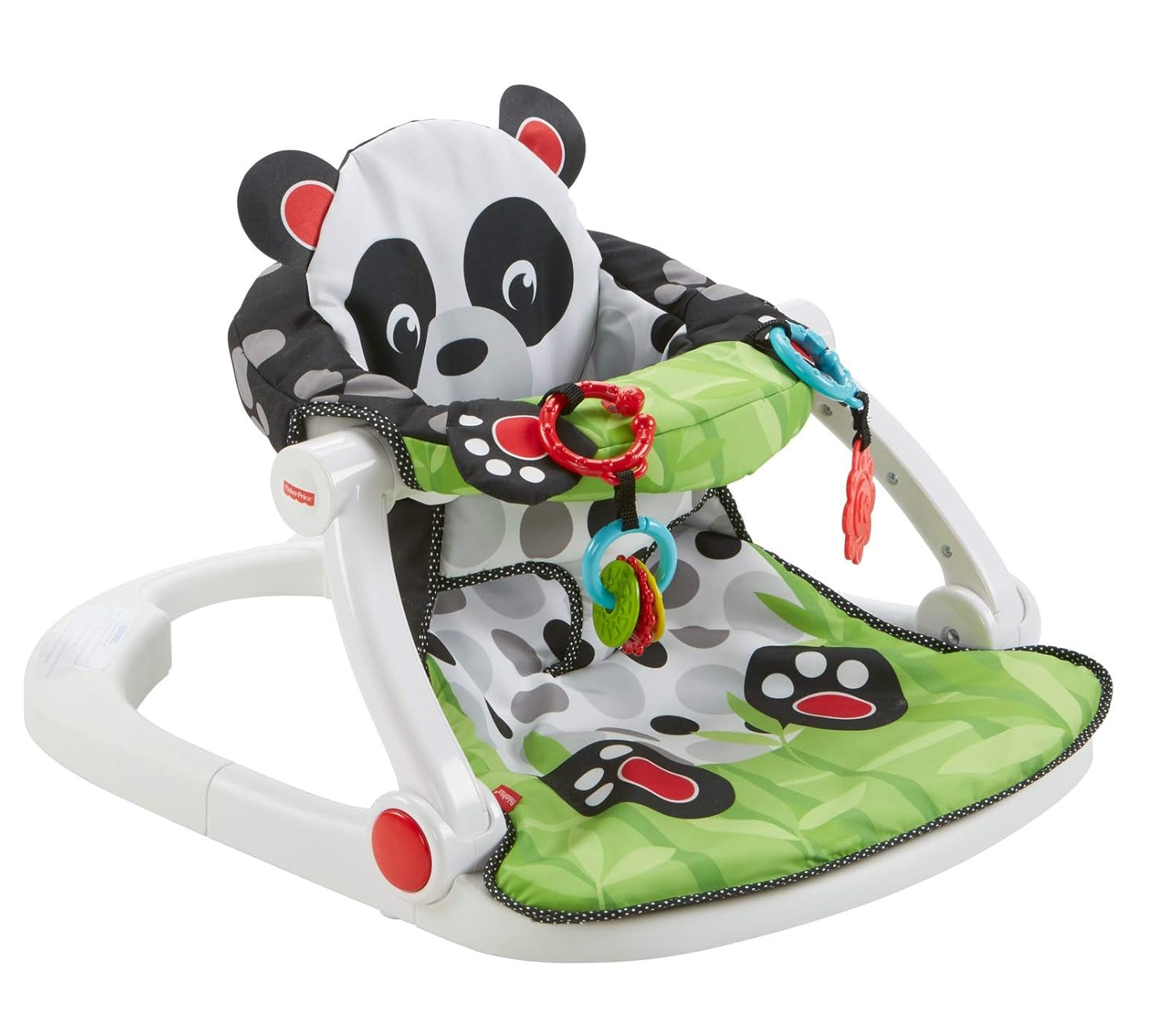 Fisher-Price Portable Baby Chair Sit-Me-Up Floor Seat with Developmental Toys and Crinkle & Squeaker Seat Pad, Panda Paws