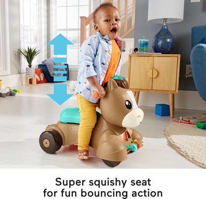 Fisher-Price Baby Learning Toy, Walk Bounce & Ride Pony Musical Walker & Ride-On for Infants & Toddlers Ages 9+ Months (Amazon Exclusive)