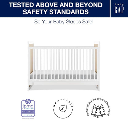 Delta Children Babygap Liam 4-In-1 Convertible Crib - Greenguard Gold Certified, Bianca White/Natural