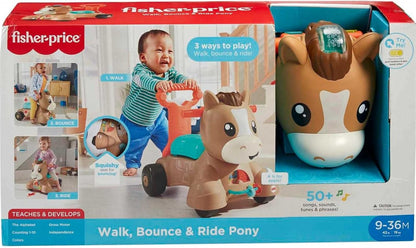 Fisher-Price Baby Learning Toy, Walk Bounce & Ride Pony Musical Walker & Ride-On for Infants & Toddlers Ages 9+ Months (Amazon Exclusive)