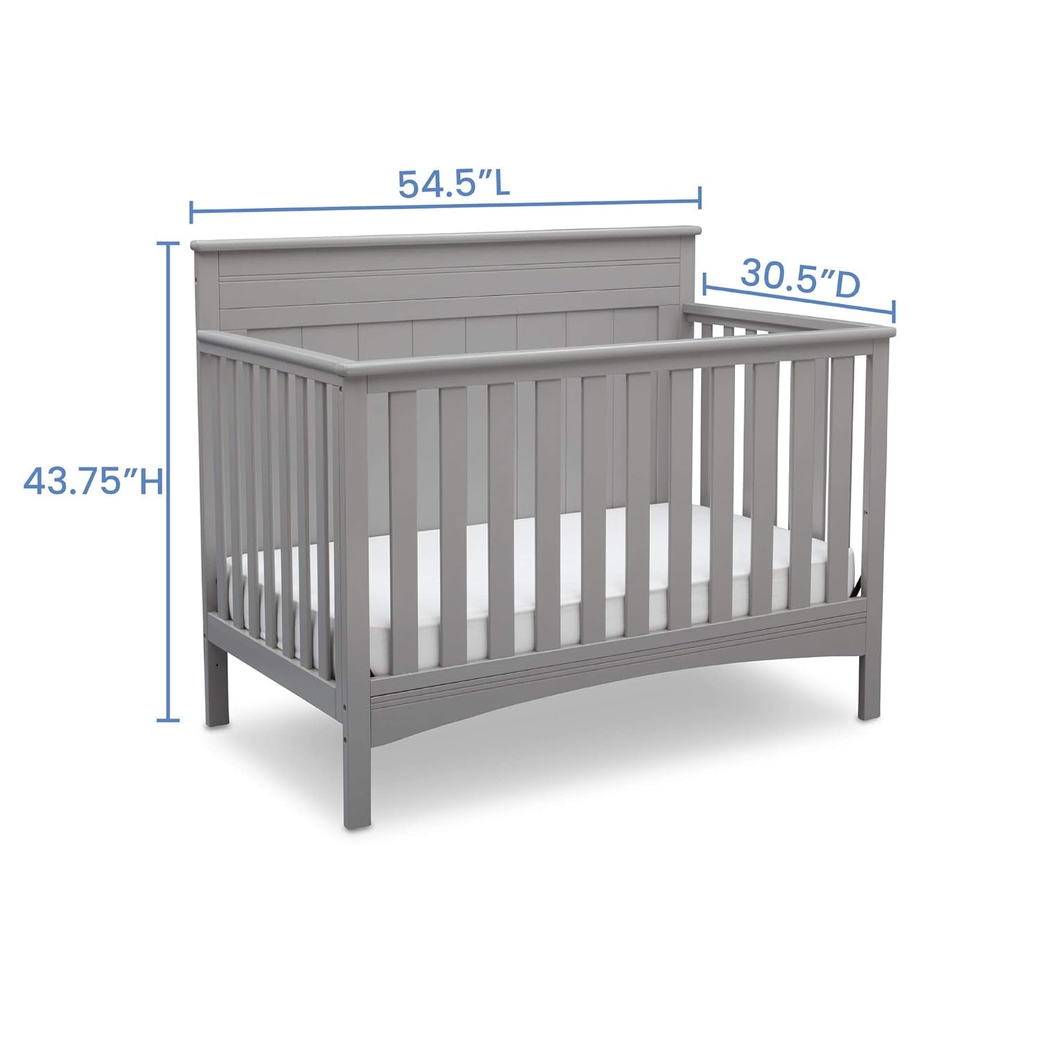 Delta Children Fancy 4-In-1 Crib, Bianca + Serta Perfect Slumber Dual Sided Recycled Fiber Core Crib and Toddler Mattress (Bundle)