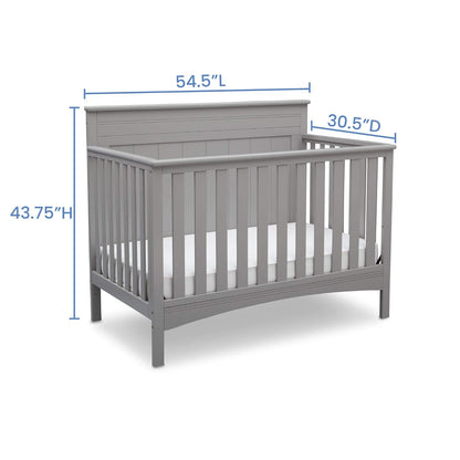 Delta Children Fancy 4-In-1 Crib, Bianca + Serta Perfect Slumber Dual Sided Recycled Fiber Core Crib and Toddler Mattress (Bundle)