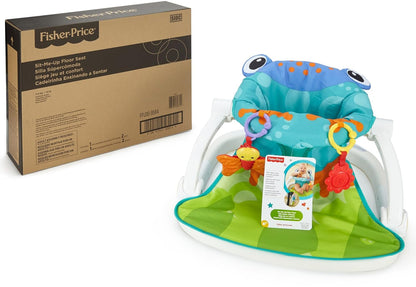 Fisher-Price Portable Baby Chair Sit-Me-Up Floor Seat with Developmental Toys & Machine Washable Seat Pad, Froggy