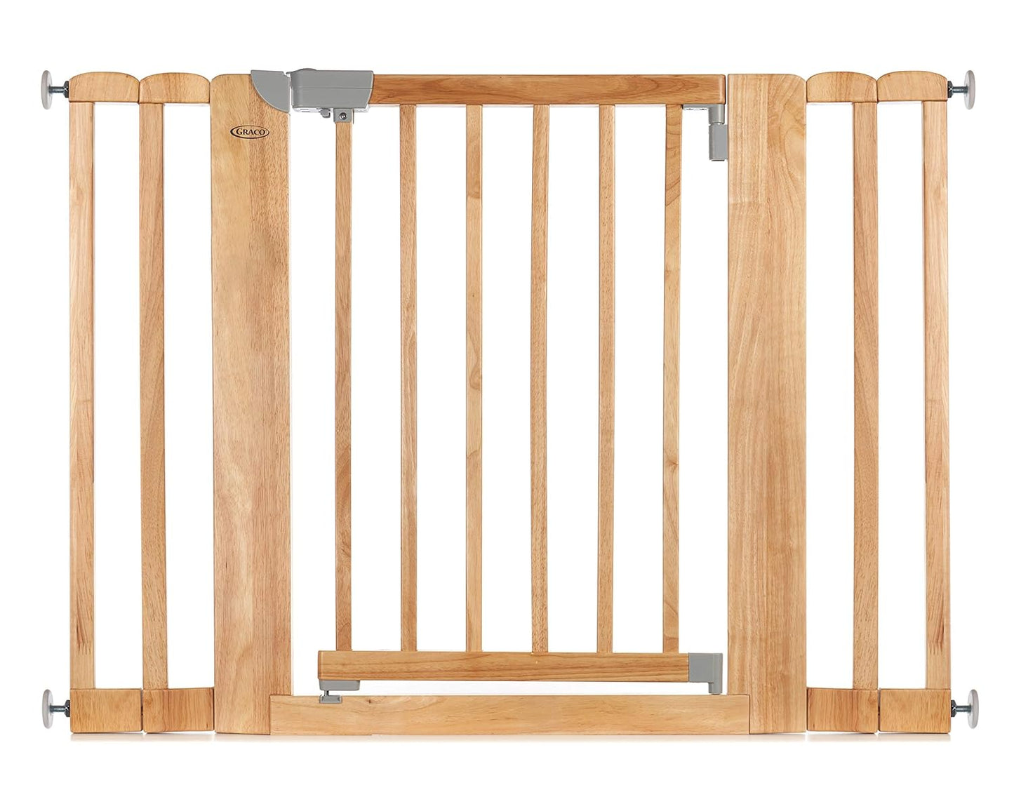 Graco Safespace Walk-Through Wooden Safety Gate (Natural) - Expands from 29-43.75 Inches, 30 Inches Tall, Includes 4 Extensions, Pressure Mounted Walk Thru Baby Gate, Perfect for Children and Pets