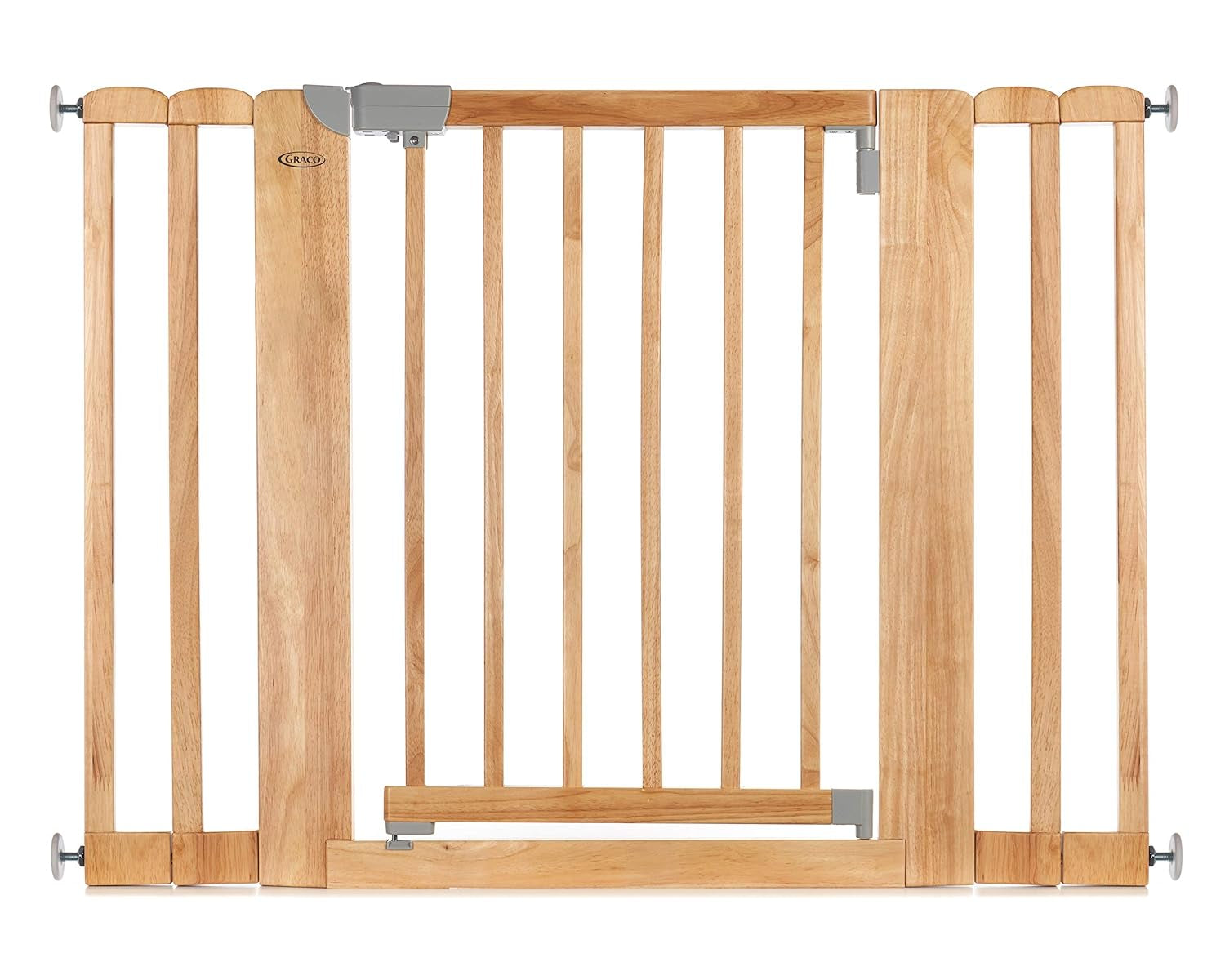 Graco Safespace Walk-Through Wooden Safety Gate (Natural) - Expands from 29-43.75 Inches, 30 Inches Tall, Includes 4 Extensions, Pressure Mounted Walk Thru Baby Gate, Perfect for Children and Pets