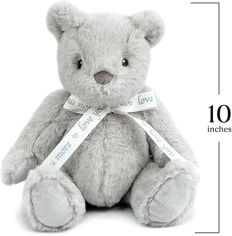 MON AMI ‘Love U’ Gray Teddy Bear Stuffed Animal – 10’’, Teddy Bear Plush for Baby Shower, Cute Plushies for Kids of All Ages