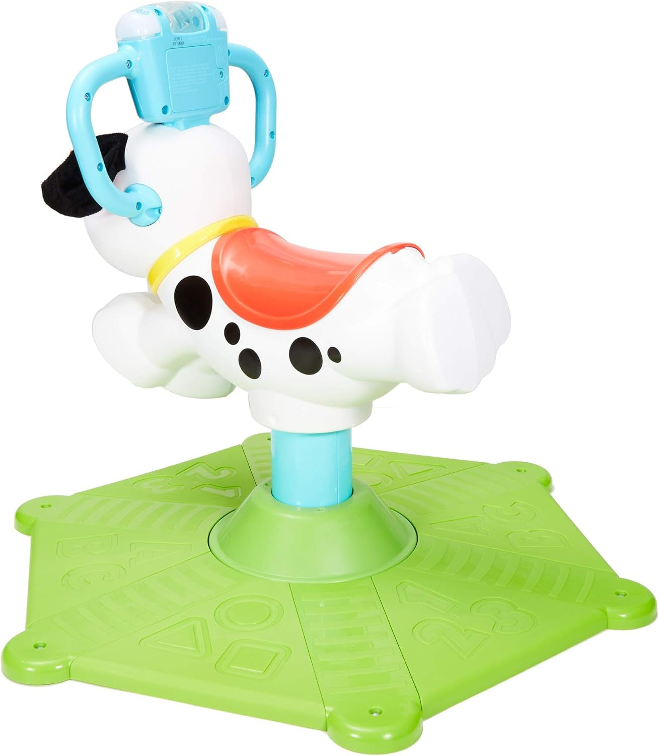 Fisher-Price Toddler Learning Toy, Bounce and Spin Puppy Stationary Ride-On Bouncer with Music & Lights for Infants Ages 1+ Years