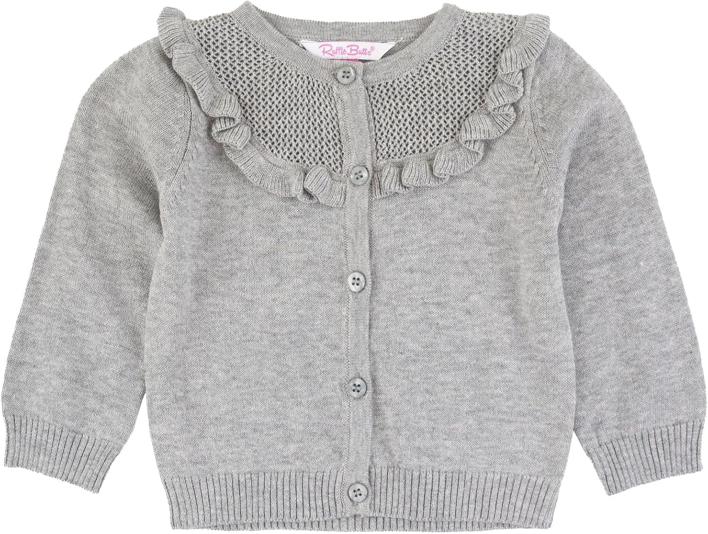 Rufflebutts® Baby/Toddler Girls Ruffled Long Sleeve Cardigan Button-Up Sweater