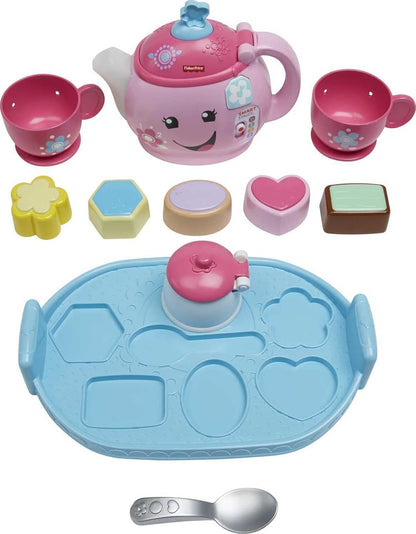 Fisher-Price Toddler Toy Laugh & Learn Sweet Manners Tea Set with Music & Lights for Educational Pretend Play Kids Ages 18+ Months