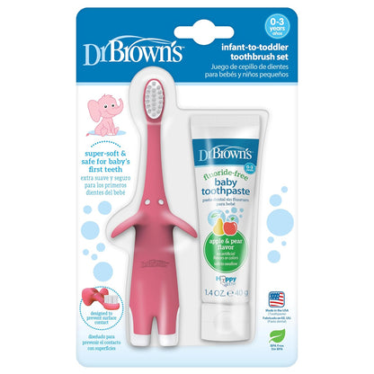 Dr. Brown'S Infant-To-Toddler Toothbrush, Soft and Safe Baby Training Brush, Elephant, Mint, 0-3 Years (Styles May Vary)