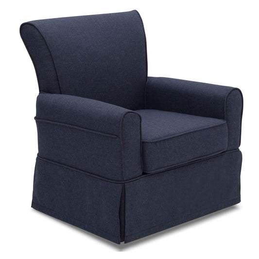 Delta Children Upholstered Glider Swivel Rocker Chair, Sailor Blue