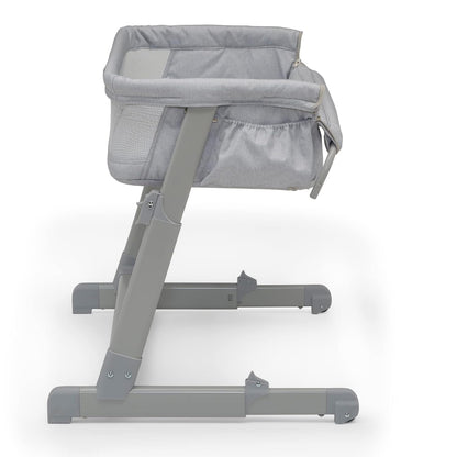 GAP Babygap Whisper Bedside Bassinet Sleeper with Breathable Mesh and Adjustable Heights - Lightweight Portable Crib - Made with Sustainable Materials, Grey Stripes