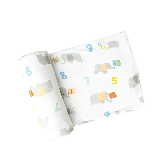 Angel Dear - Elephant with Numbers, Swaddle Blanket