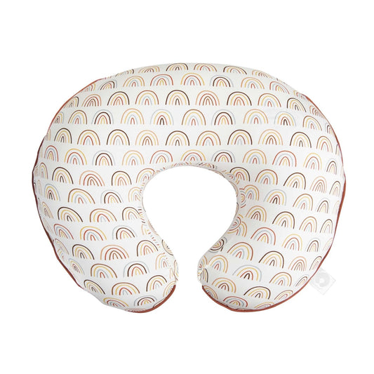 Boppy Nursing Pillow Organic Original Support, Spice Rainbows, Ergonomic Nursing Essentials for Bottle and Breastfeeding, Firm Hypoallergenic Fiber Fill, with 100% Organic Cotton Nursing Pillow Cover