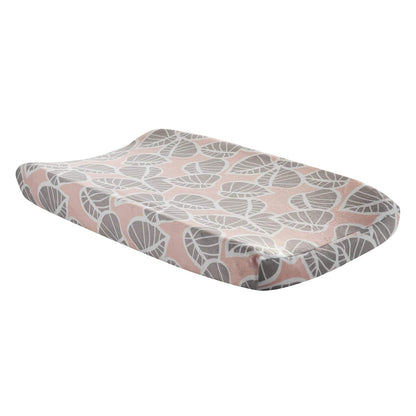 Lambs & Ivy Calypso Pink/Taupe Leaf Print Baby Changing Pad Cover