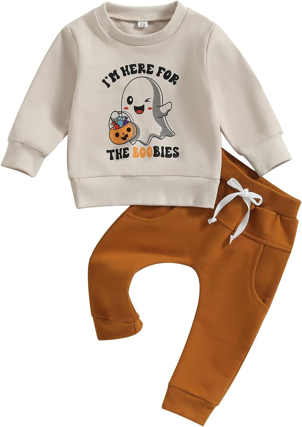 Adobabirl Toddler Baby Halloween Outfit Boy Girl Pumpkin Patch Crew Sweatshirt and Pants Set Halloween Fall Baby Clothes