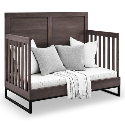 Simmons Kids Foundry 6-In-1 Convertible Baby Crib, Rustic Grey with Matte Black