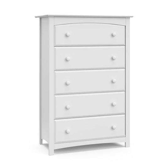 Storkcraft Kenton 5 Drawer Dresser (White) for Kids Bedroom, Nursery Dresser Organizer, Chest of Drawers with 5 Drawers, Universal Design for Children’S Bedroom