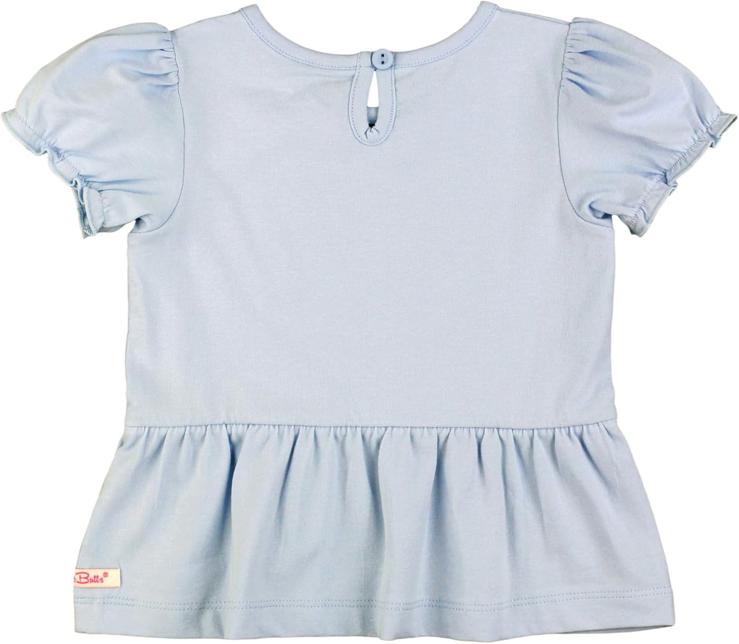 Rufflebutts Windsurfer Blue Puff Sleeve Knit Peplum Top - 18-24M