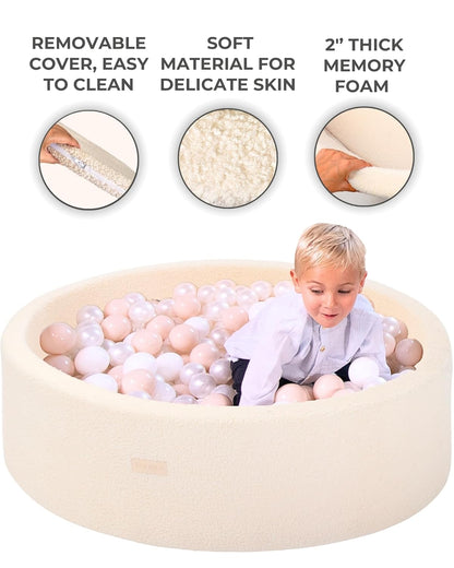 Comfortable Bath Kneeler and Elbow Rest Pad (Dark Grey) and Beige Sherpa Foam Ball Pit