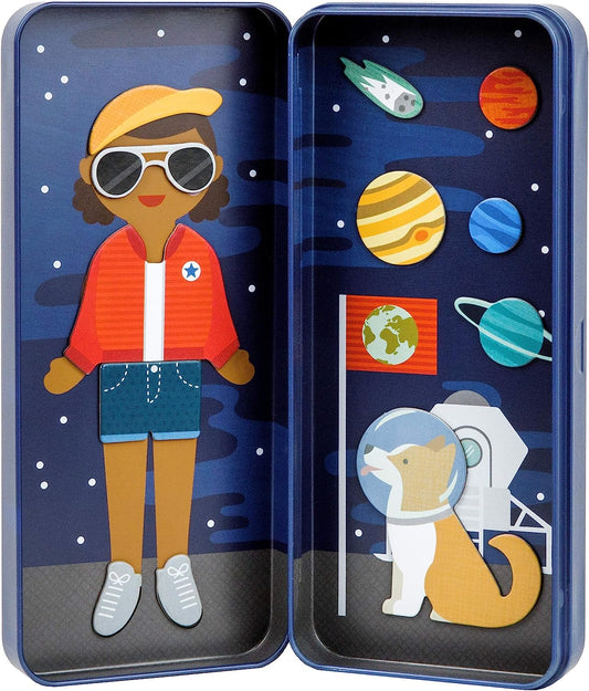 Petit Collage Magnetic Dress Up, Space Bound – Magnetic Game Board with Mix and Match Magnetic Pieces, Ideal for Ages 3+ – Includes 2 Scenes and 25 Creative Magnetic Pieces