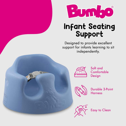 Bumbo Baby Floor Seat – Portable Infant Booster Chair for Sitting Support, Activity and Feeding, 15" X 15" X 9.3", Powder Blue