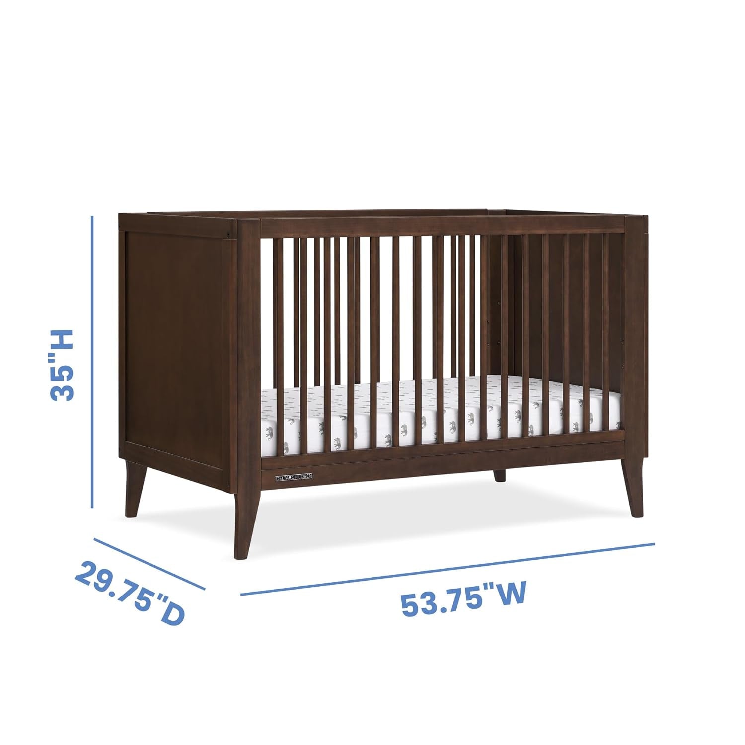 Delta Children Ollie 4-In-1 Convertible Crib - Greenguard Gold Certified, Walnut Espresso