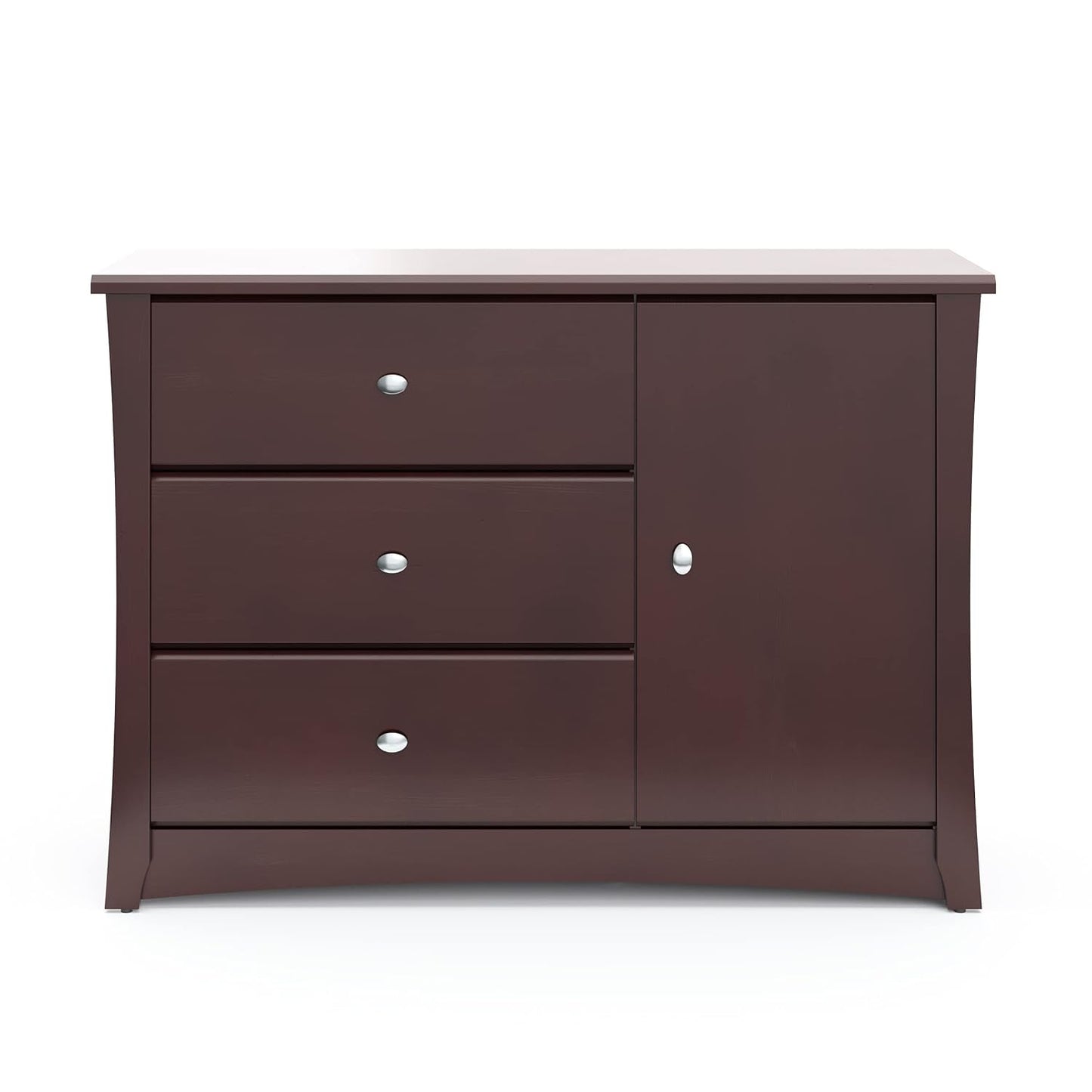 Storkcraft Crescent 3 Drawer Combo Dresser (Espresso) – Baby and Kids Bedroom Organizer, Nursery Chest, Storage Dresser with Drawers, Universal Design