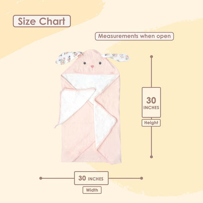 MON AMI Terry Bunny Hooded Baby Towel & Wash Cloth Set for 0-18 M, Premium Soft Baby Bath Cotton Towel, Toddler Bath Towel, Ideal Gift for Christmas for Infants, Boys & Girls