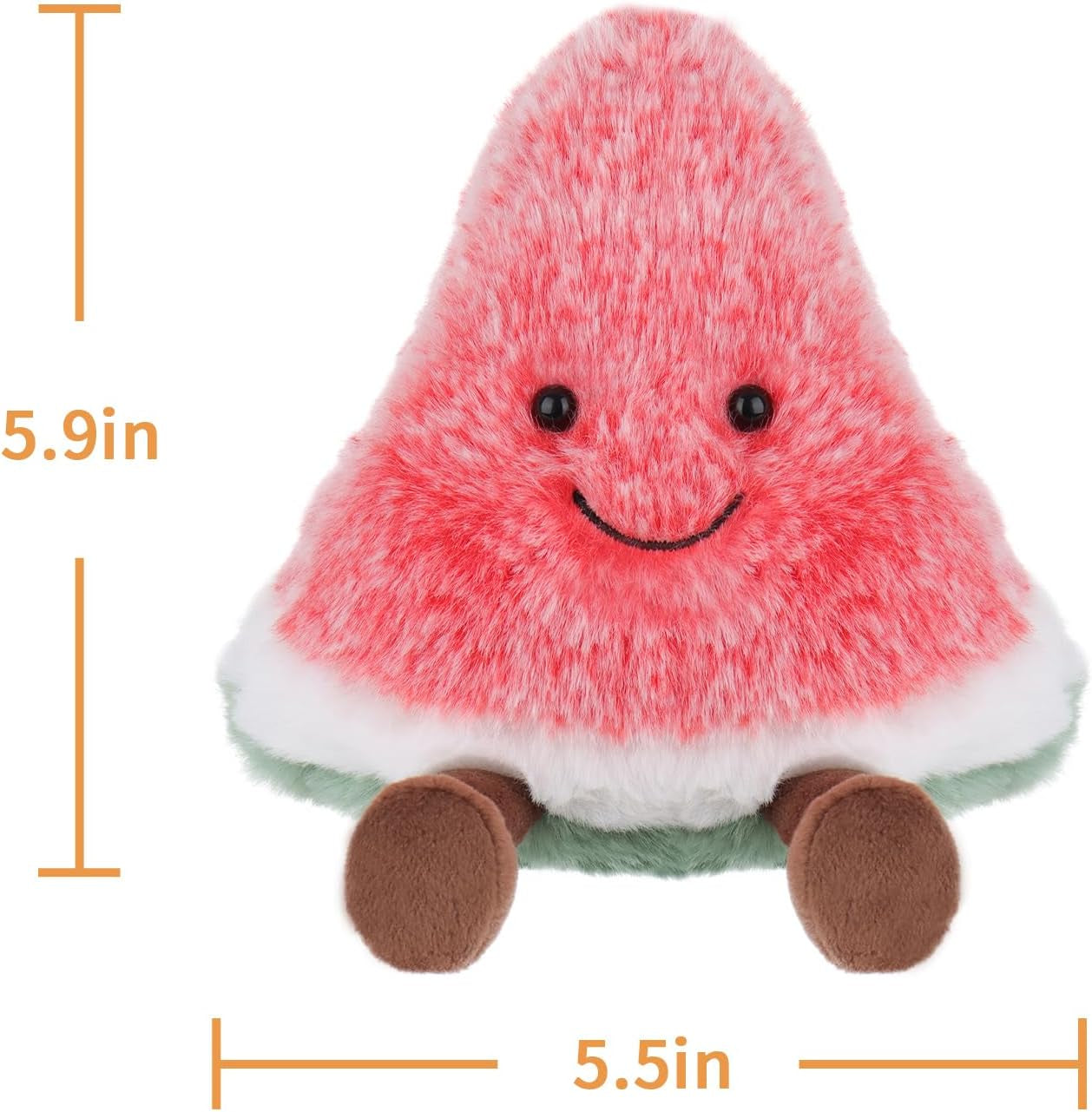 Apricot Lamb Toys Plush Fresh Watermelon Stuffed Fruit Soft Cuddly Perfect for Child 5.9 Inches