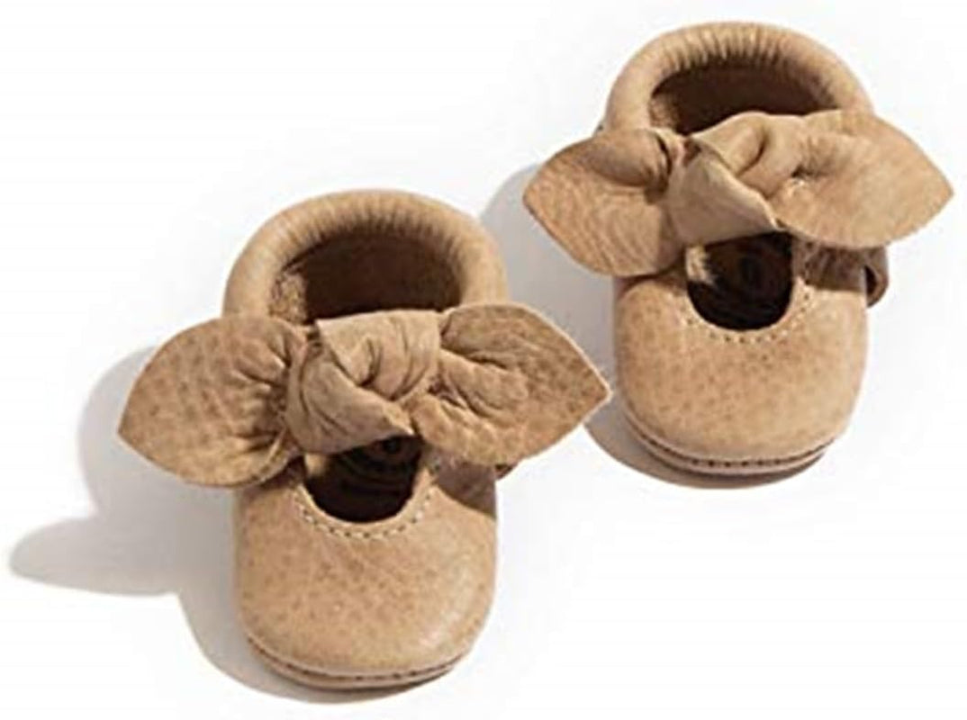 Freshly Picked Knotted Bow Baby Girl Shoes Soft Sole or Hard Sole, Premium Leather Baby Shoes Handmade in Utah, Infant to Toddler Sizes