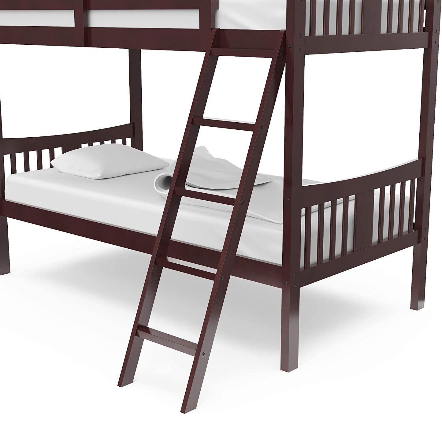 Storkcraft Caribou Bunk Bed Twin over Twin Bunk Bed (Espresso) - GREENGUARD Gold Certified, Twin Bunk Beds for Kids, Converts to 2 Individual Twin Beds, Bunk Beds for Kids