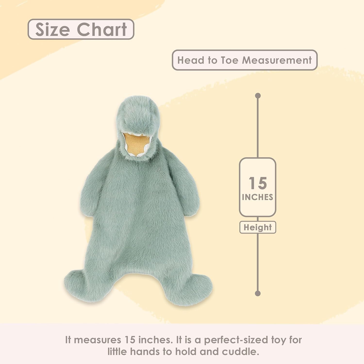 MON AMI Dino Plush Lovey for Babies – 15” | Security Blanket for Newborns