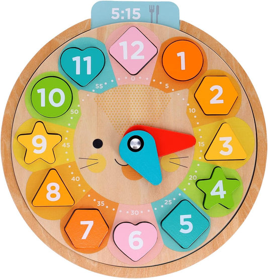 Petit Collage Multi-Language + Counting + Colors Wooden Learning Clock