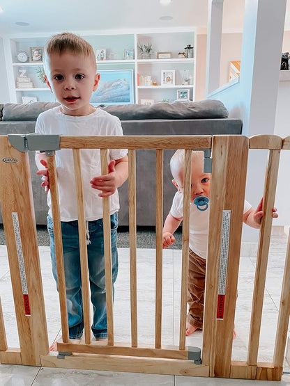 Graco Safespace Walk-Through Wooden Safety Gate (Natural) - Expands from 29-43.75 Inches, 30 Inches Tall, Includes 4 Extensions, Pressure Mounted Walk Thru Baby Gate, Perfect for Children and Pets