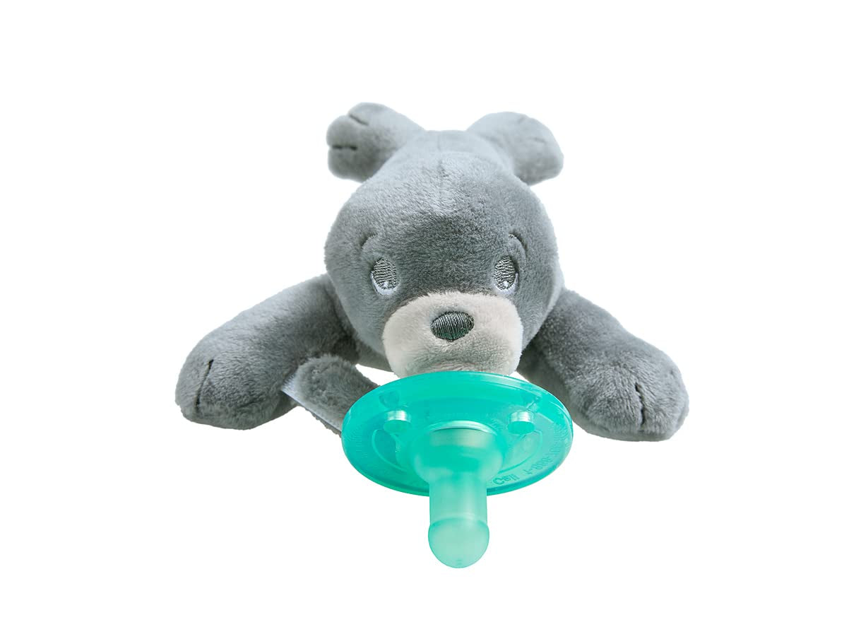 Philips AVENT Soothie Snuggle Pacifier Holder with Detachable Pacifier, 0M+, Elephant, SCF347/03- 1 Count (Pack of 1)